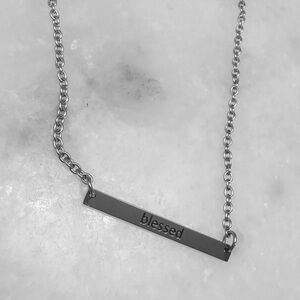 NEW Silver 'Blessed' Bar Necklace